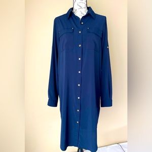 Preloved Calvin Klein Navy Blue Shirt Dress Size 8